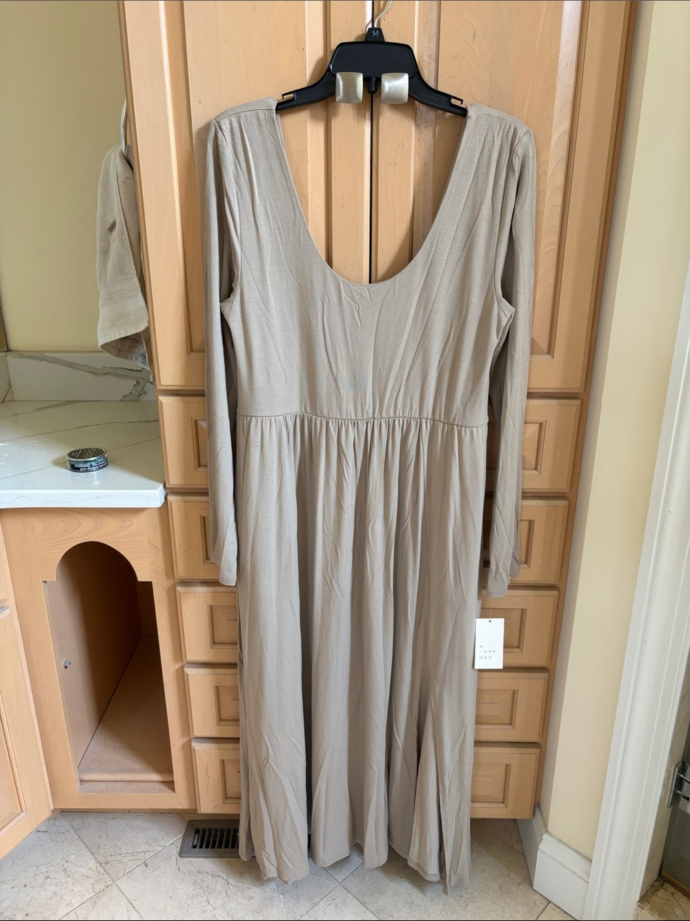 a new day Taupe Scoop Neck Long Sleeve Maxi Dress